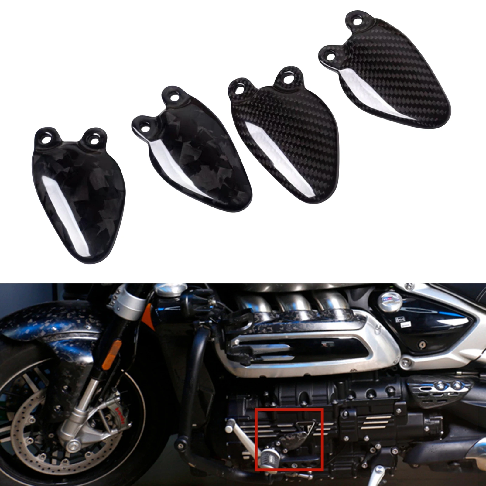 

Dry Carbon Fiber Motorcycle Foot Lever Pedal Heel Guard Cover Plate Footrest Rest Fairing For Triumph Rocket 3 GT Model 2020-21