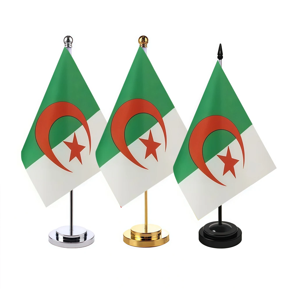 CYPOMELO Desk Flag Algeria National Flag 14x21cm Algeria Desktop Small Decorative Flag (with flagpole)