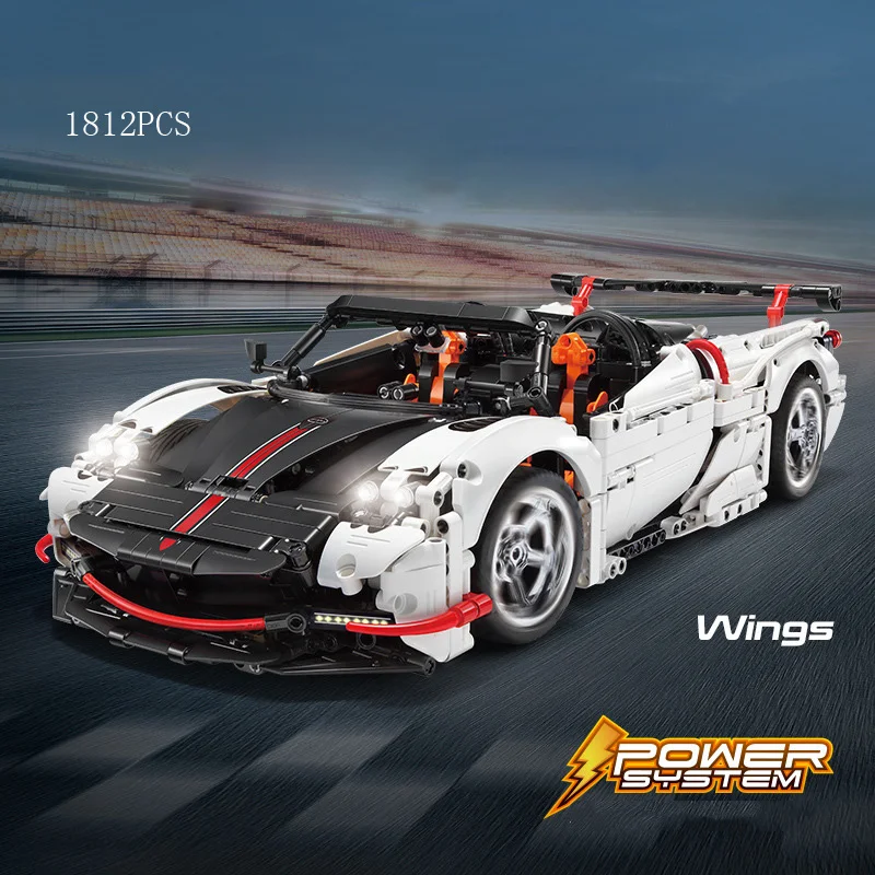 Sweden Roadster Super Sport Car Technical Block 1:10 Scale Huayra Radio 2.4ghz Remote Control Vehicle Brick RC Toys With Light