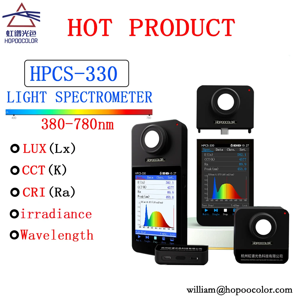 Bluetooth Spectrometer HPCS330 light meter lux CCT CRI tester