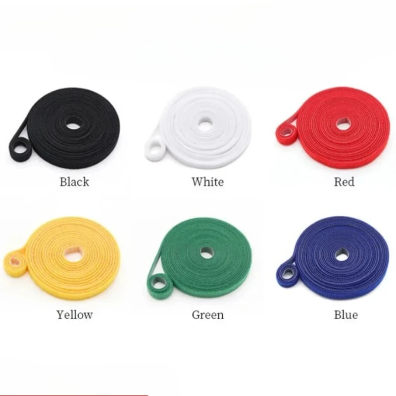 5m/roll Color Nylon Cable Ties Power Wire Loop Tape Multifunction Nylon Straps Fastener Reusable Self Adhesive Tape
