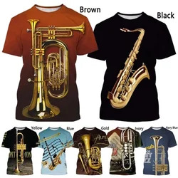 3D Printing Men's T-shirt Classic Musical Instrument Graphic Tshirts Casual Hip-hop Streetwear Tee Tops Oversized Funny T Shirt