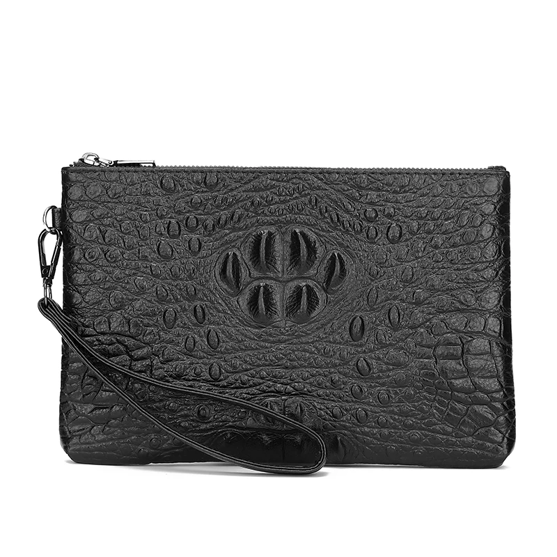 FEIDIKABOLO Real Leather Man Wallet Long Design Fashion Alligator Embossed Men Clutch Purse Classic Design Mobile Cash Hand Bag