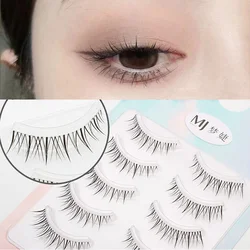 5 Pairs Transparent Stem 3D Eyelash Extensions Tools Natural False Eyelashes Lightweight Korean Soft DIY Eyelashes Eye Makeup