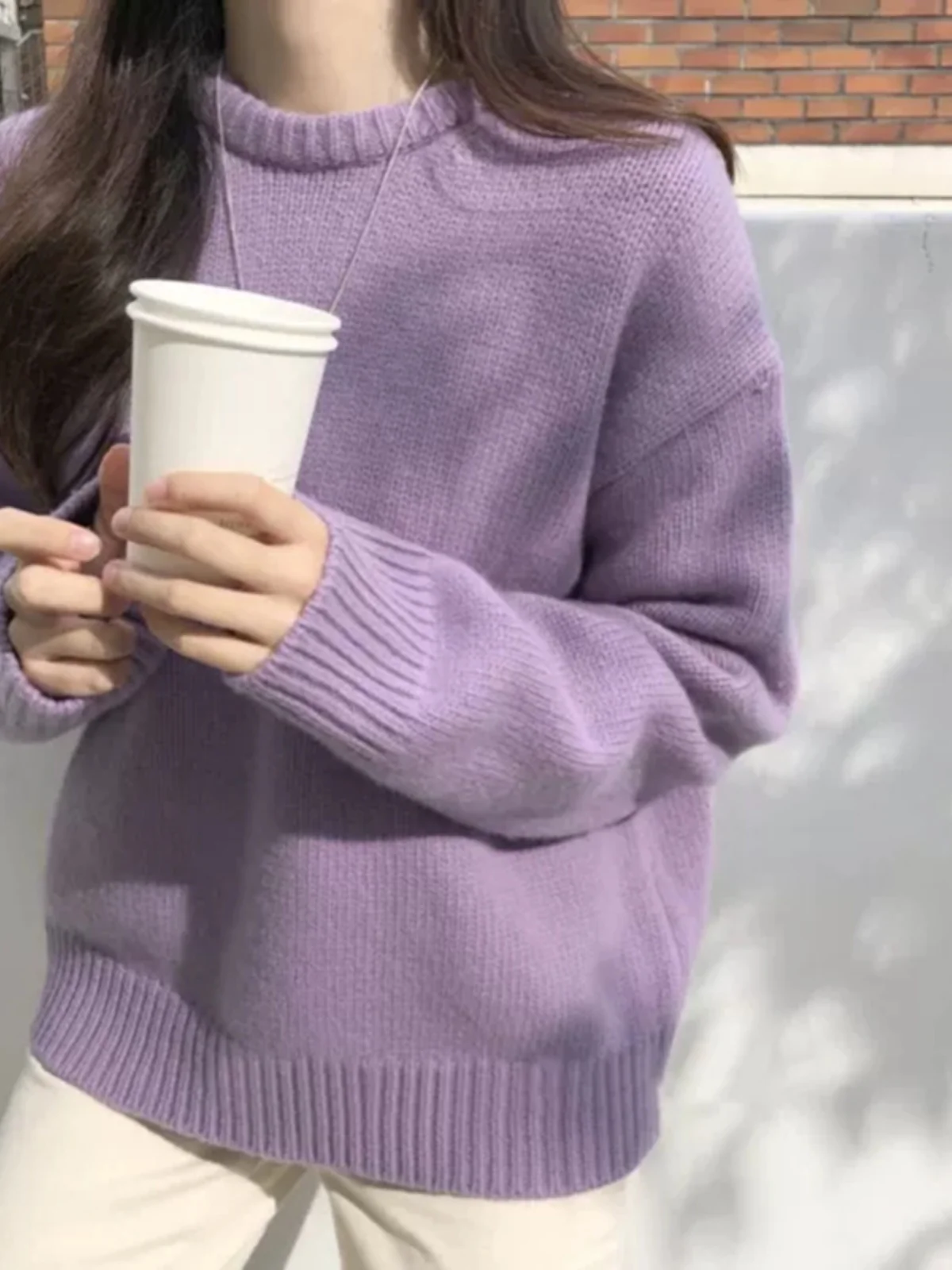 Sweet Cute Women's Knitted Sweater Spring Autumn Loose Lazy Sle Outerwear Base Layer Overhead Knitted Inner Match Women's Top