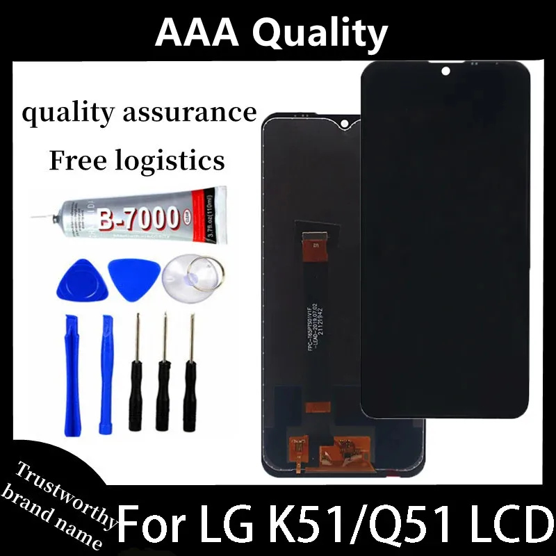 Tested For LG K51/Q51 K500 LCD Display Touch Screen Digitizer Assembly With Frame For LG K51 K500 K500UM LM-K500UM Screen