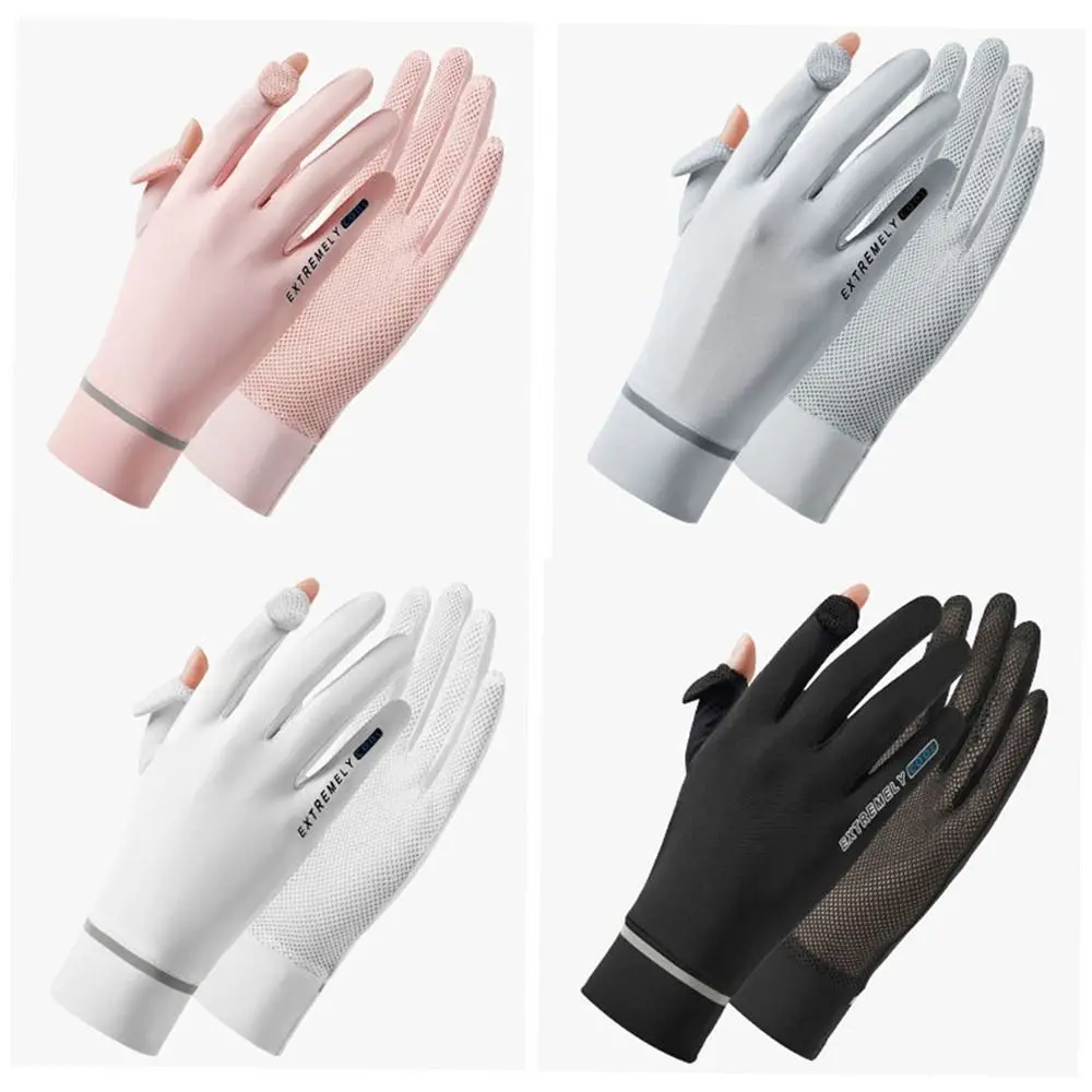 Guantes de protección solar Anti-UV, mitones finos, guantes de seda de hielo, moda de verano