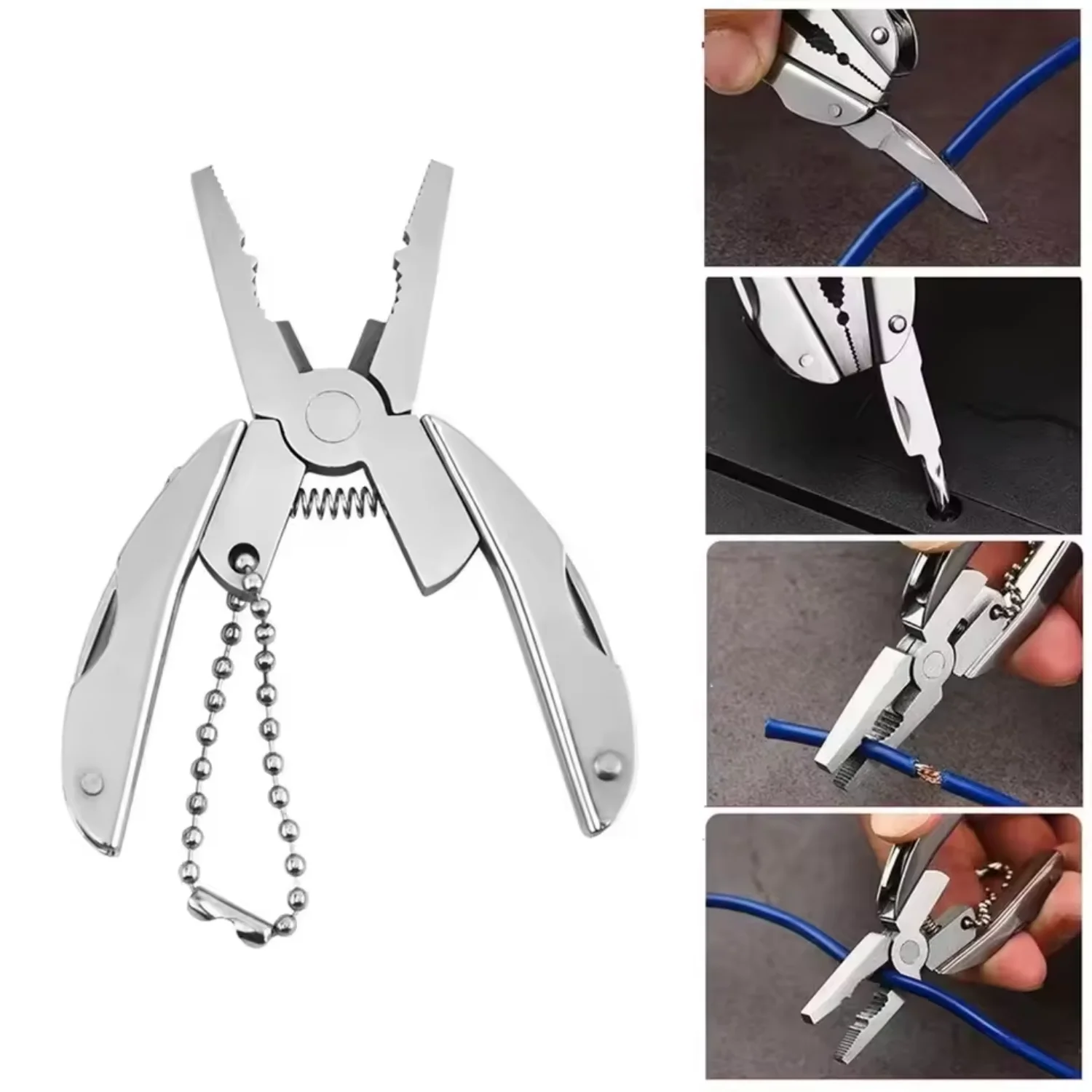 

Mini Foldaway Pliers Multifunctional TurtleBack Pliers Keychain Screwdriver Stainless Portable Outdoor Survival Camping Gadgets