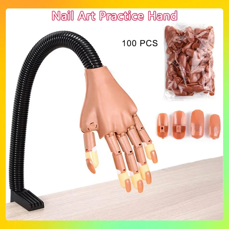 

With 100pcs Fake Nails Nail Training Equipment Tools for Beginners Manicure Practice Hand Nail Art Acrylic Nail Tips