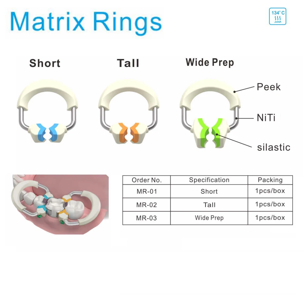 Dental Sectional Matrix System Nitinol Matrices Clip Ring Niti Matrix Bands Dentistry Tool