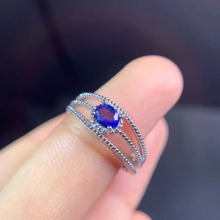 

Natural Sapphire Ring Beautiful Color Exquisite Workmanship Good Quality 925 Silver Recommended