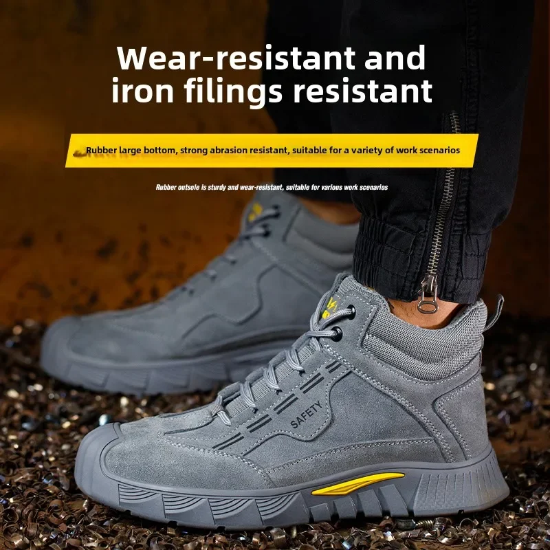 Man\'s Safety Shoes Steel Toe Work Shoes Grey Anti Smashing - Anti Piercing High Quality Size38-45 Male Work Boot Indestructible