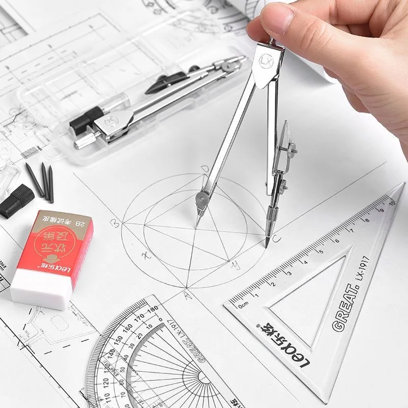 Student Metal Compass Set Mathematical Compass Used For Geometry Drawing Tools Office School Supplies And Carpentry Compasses