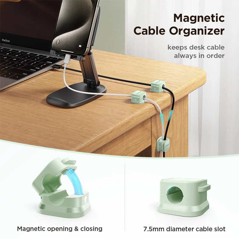 Colorful 3/6PCS Magnetic Cable Clips Cable Smooth Adjustable Cord Holder Under Desk Cable Management Wire Keeper Cable Organizer