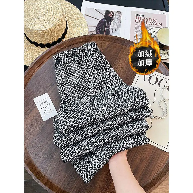 

Fashionable Retro Style Commuting Unique New Loose Floor Mopping Slim Gray Straight Wide Leg Casual Pants