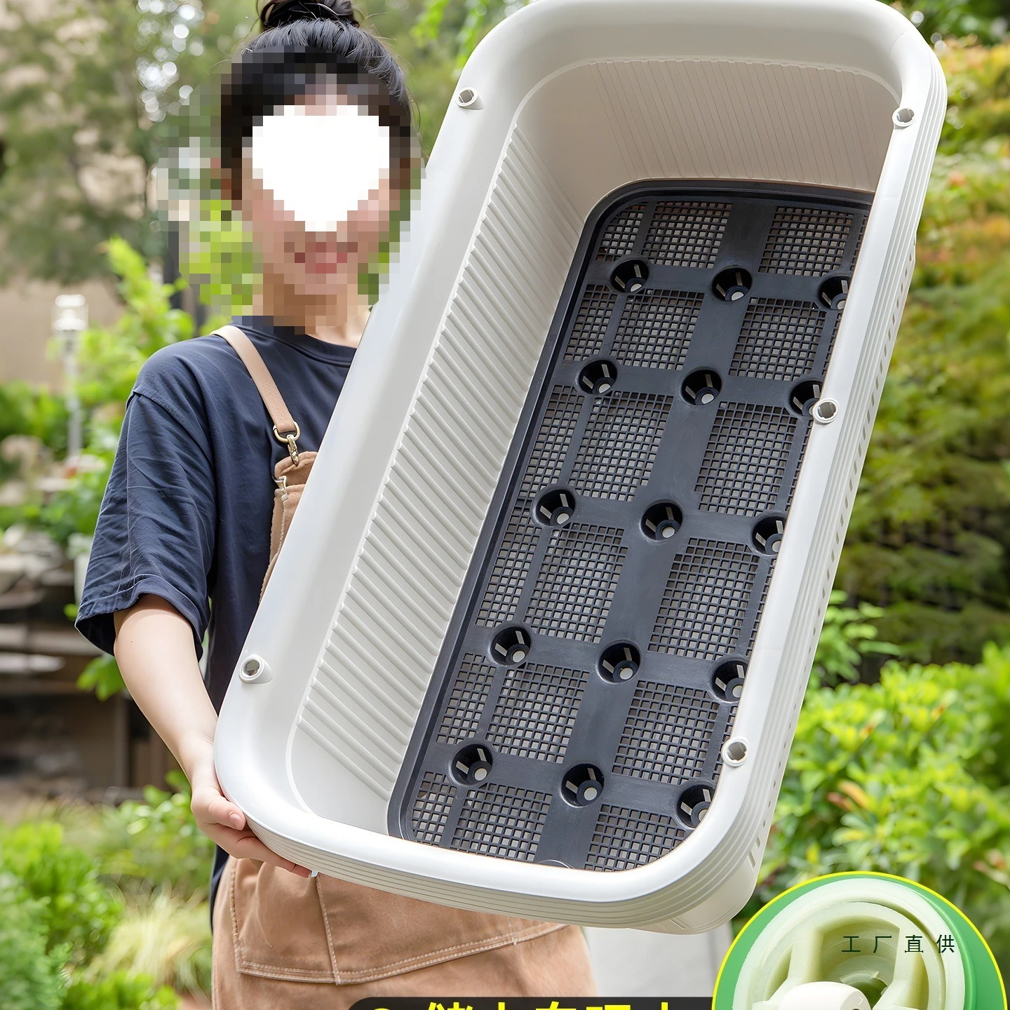 

Balcony vegetable planting special pot rectangular outdoor garden flower pot vegetabl self-priming large flower box planting box