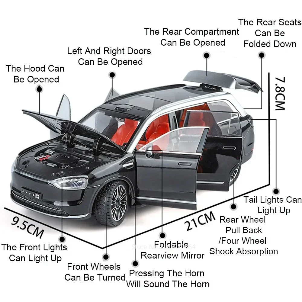 1/24 Sailux Aito M9 Modell auto Spielzeug Legierung Druckguss Autos Sound Light zurückziehen Metallkörper Gummireifen Tür geöffnet Spielzeug Geschenk für Kinder