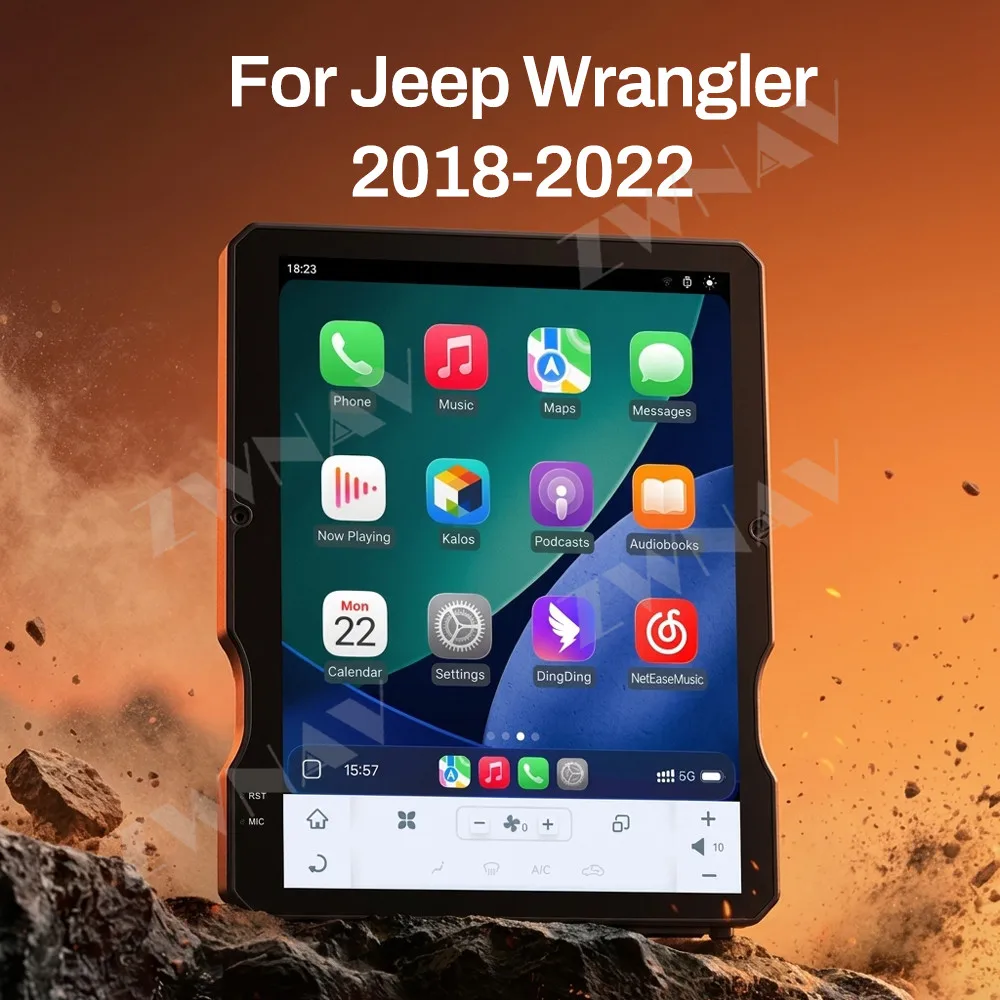 For Jeep Wrangler JL 2018-2022 Jeep Gladiator Pickups JT 2018-2022 Vertical Screen Car Radio 12.1-Inch Android 15 GPS Head Unit