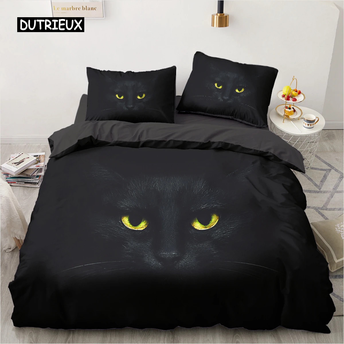 

Duvet Cover Black Cat Bedding Set for Kids Girl Adult Bedroom Decoration Home Pet Cat Lover Gift Comfort Cover Queen King 2/3pcs