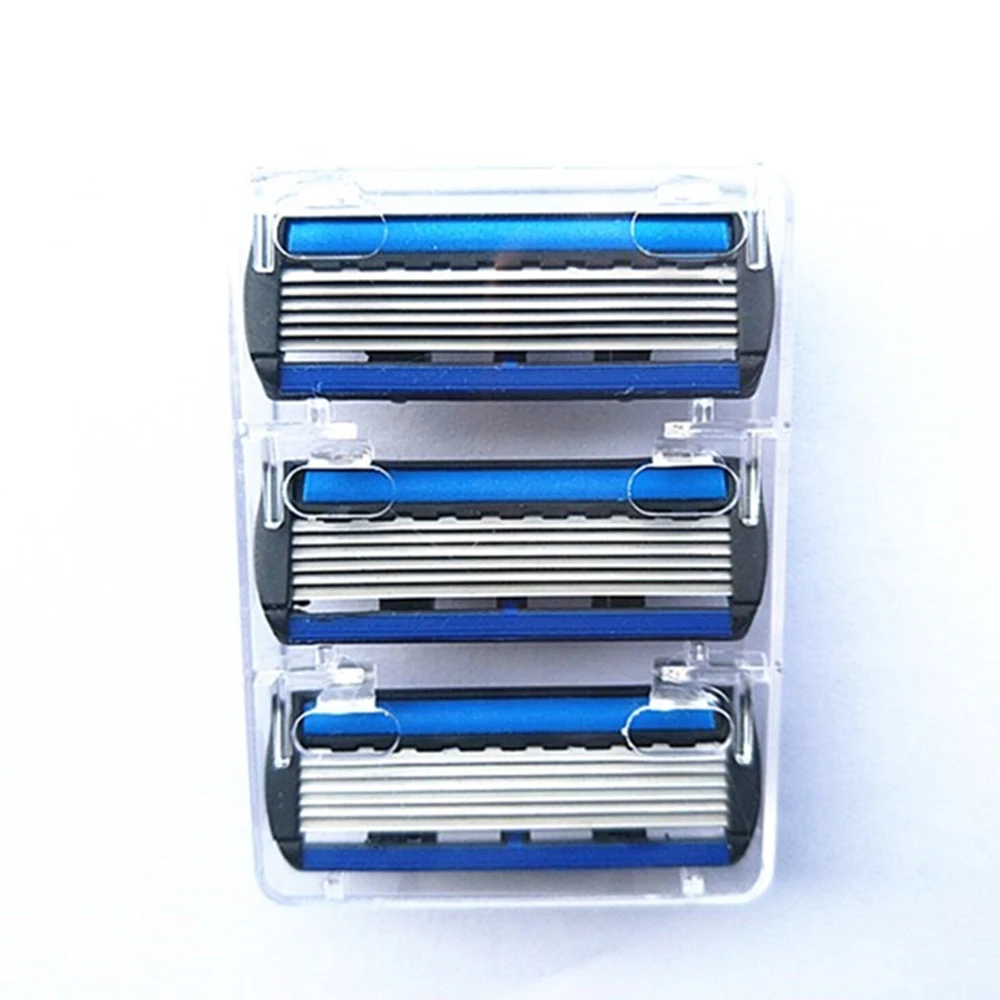 Mens Safety Shaver Razor stainless steel blade 6 layers manual razor blade 1 blade holder 12 heads Mens Shaver Razor