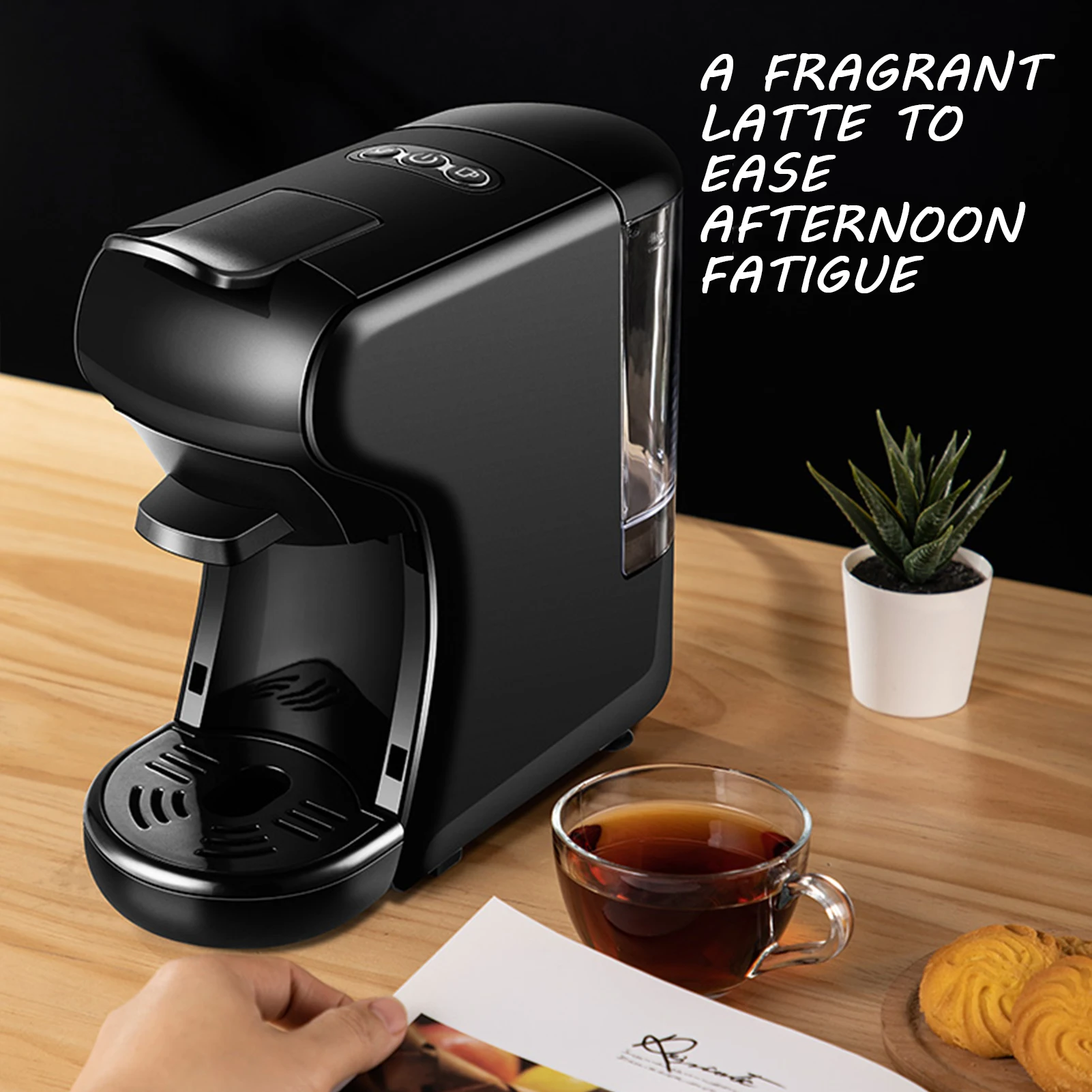 3-in-1 Coffee Machine with 19 Bar High Pressure, Compatible with Espresso Capsules and Powder, Customizable Brewing Sizes