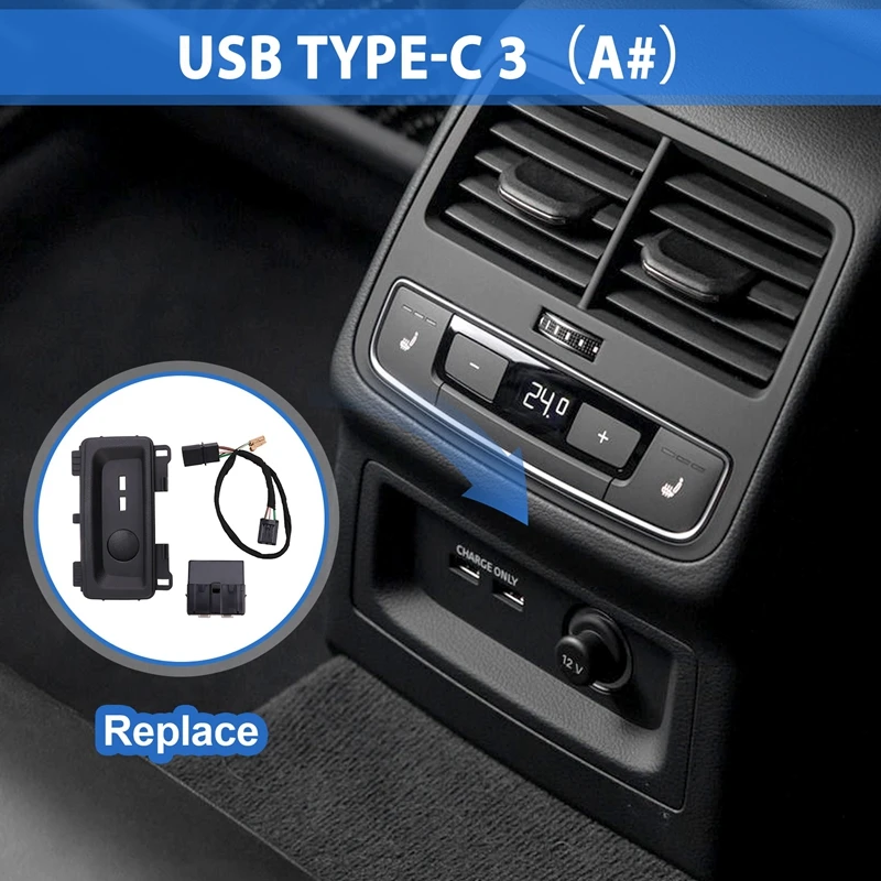 8W 0863324 Een auto-achterbank Carplay-schakelaar USB AUX Type-C oplaadpoort voor A4 A5 RS4