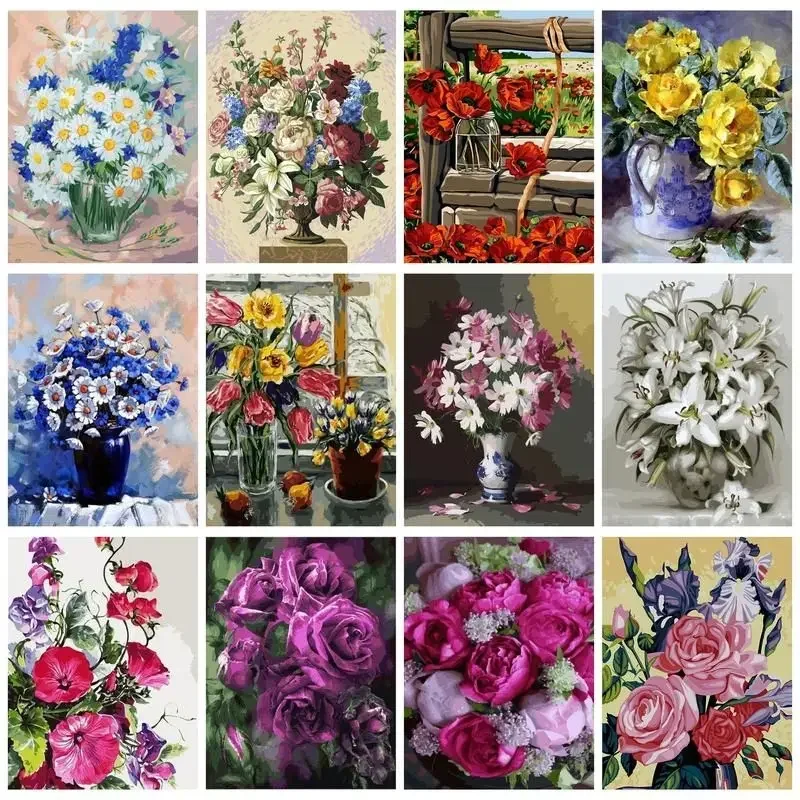 

592676 Painting By Numbers Acrylic Paints Picture Drawing Flowers Interior Paintings Personalized Gift