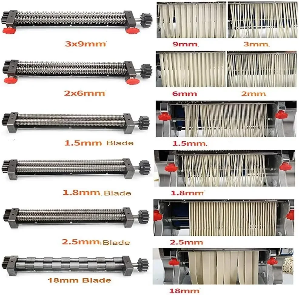 750W 110V Stainless Steel Commercial Electric Noodle Making Pasta Maker Dough Roller Noodle Cutting Machine(Noodle Width 18CM,Kn