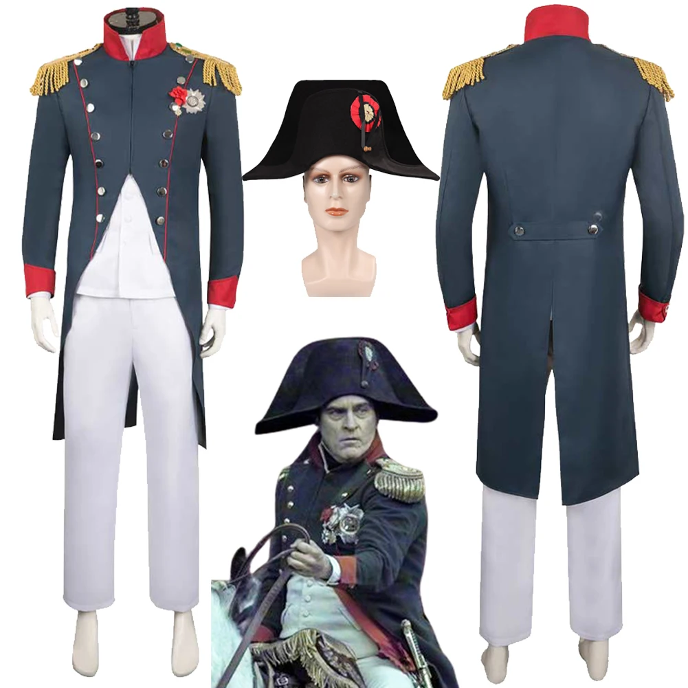 

Napoleon Cosplay Fantasy Medieval Hat Outfit 2023 Movie Napoleon Disguise Costume Military Uniform Men Halloween Roleplay Suit