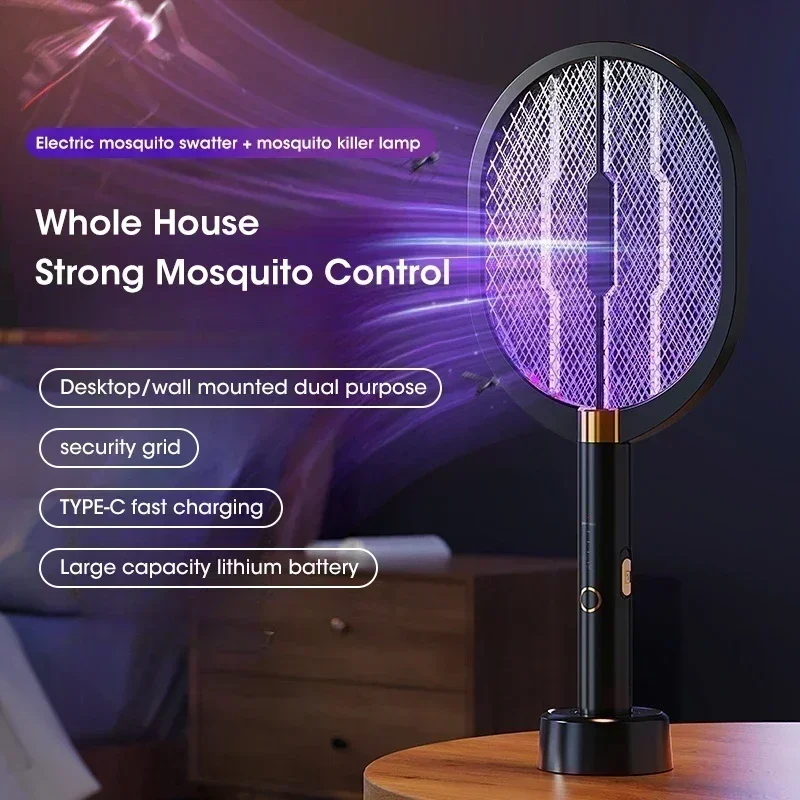 Electric Mosquito Swatter with UV Light, Rechargeable 3000V Electric Insect Killer for Indoor/Outdoor Home Garden Camping Travel image 2