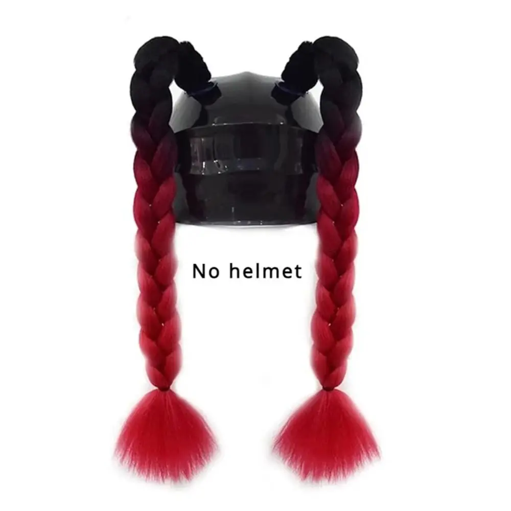 Durable With Sucker Motorcycle Helmet Braids Polyester Colorul Twist Dual Pigtail Woman Braids Wig For Motorbike Helmets