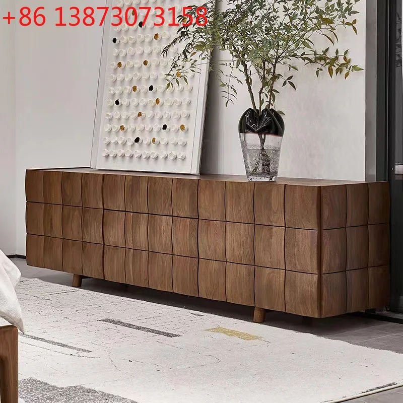 

North American black walnut TV cabinet, bedroom high audio-visual cabinet, living room low cabinet, Italian minimalist solid