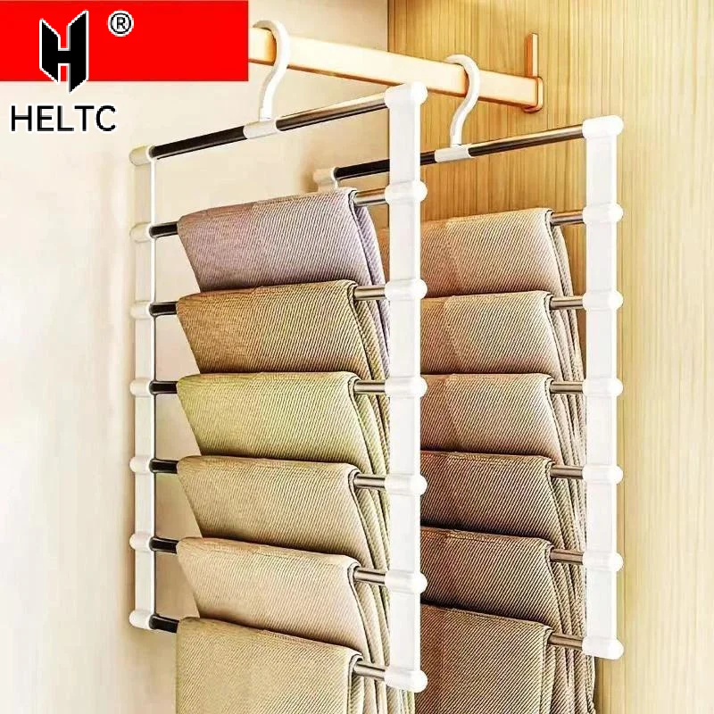 1/2pcs Multi-Layer Pants Hanger Space Saving Closet Organizer Foldable Trousers Clothes Rack Wardrobe Storage Home Organization