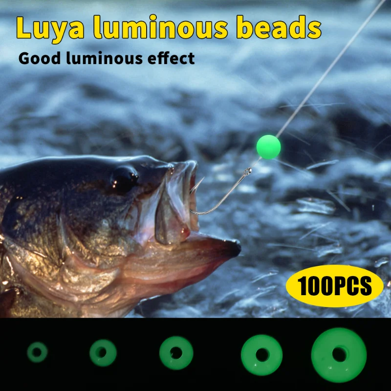 100PCS Night Fishing Floats Bead Glowing Balls Bass Bait Luminous Light Glowing Circular Glow 3mm-10mm Lure Accessories