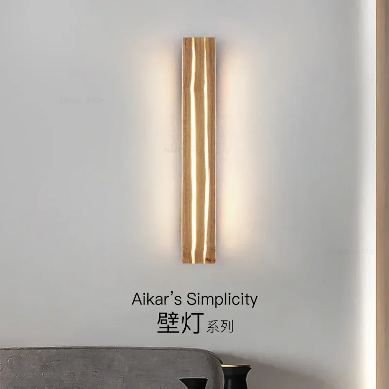Nordic Cracked Wood Wall  Modern Interior Bedside Lamp For Living Room Hallway office decoration