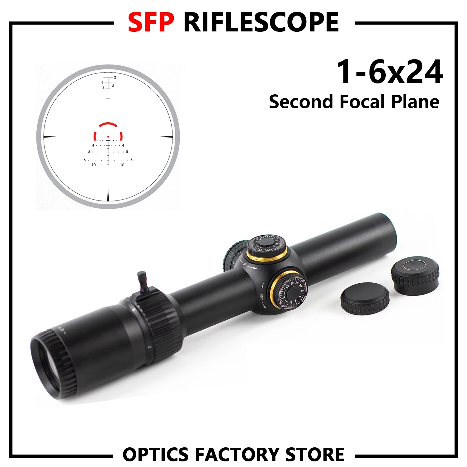 

Original Hunting Optics 1-6x24 Second Focal Plane Riflescopes 30mm Tube BDC-3 (MOA) Reticle Rifle Scope Sight Lunetas