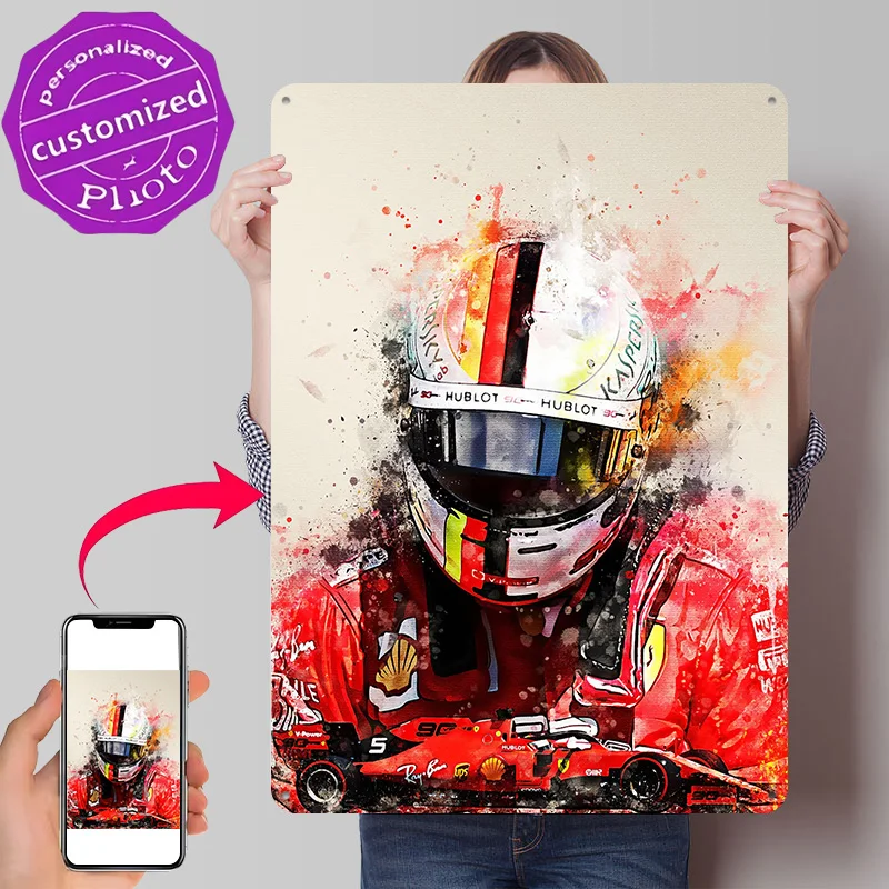 Sebastian Vettel Metal Poster Perfect Gift for Fans Lovers Personalized Wall Art Metal Sign for Room Decorating Interior Decor