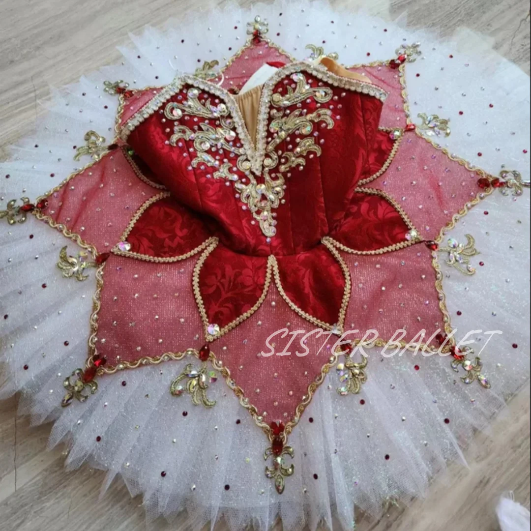 

Adult children high-end professional classical tutu private custom red performance competition dress women's costume