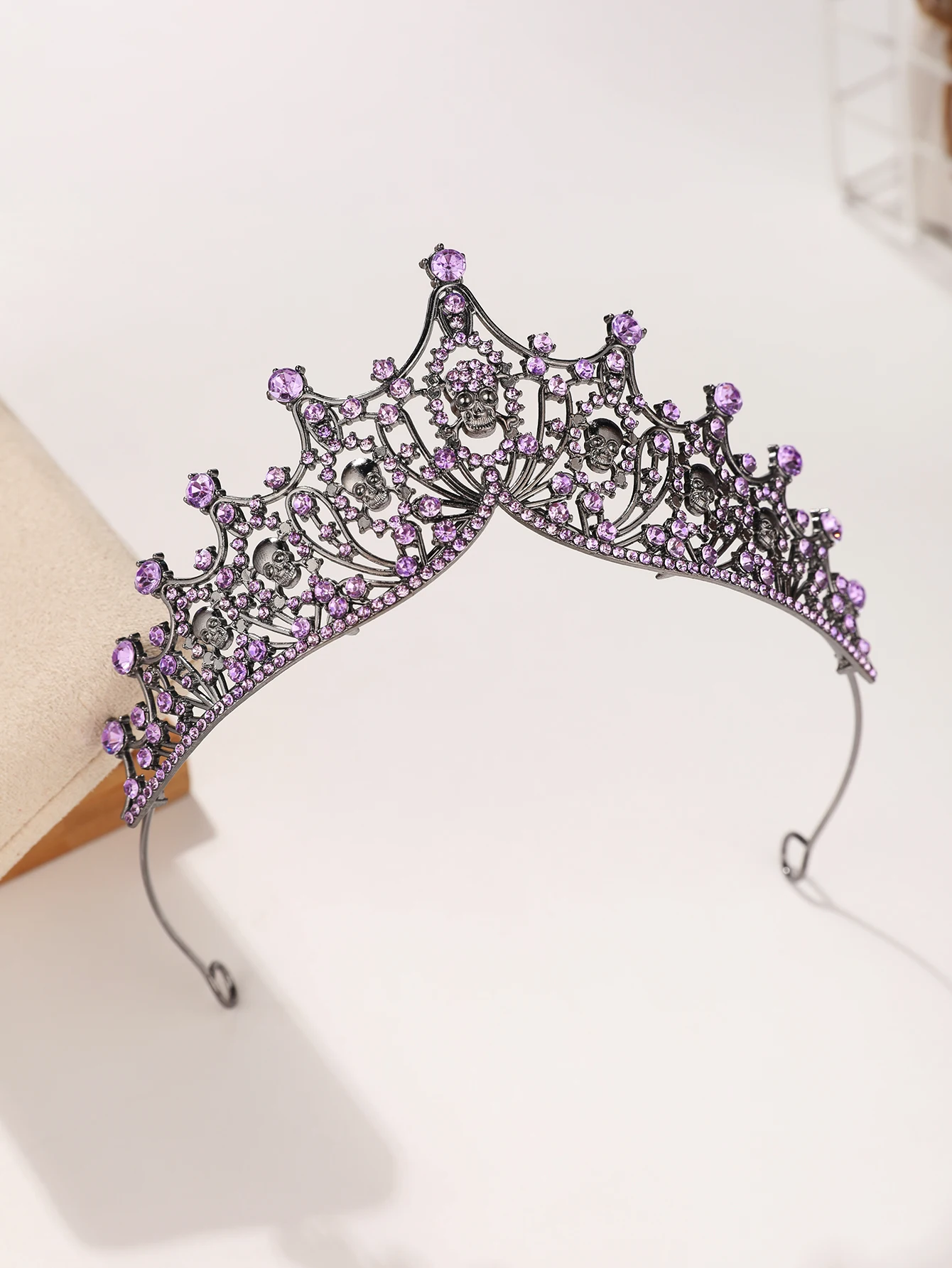 Halloween Skull Crown for Women, Multi-color Rhinestone Dark Crown, Party Cosplay Masquerade Ghost Bride Headpiece Hair Accessory image 6