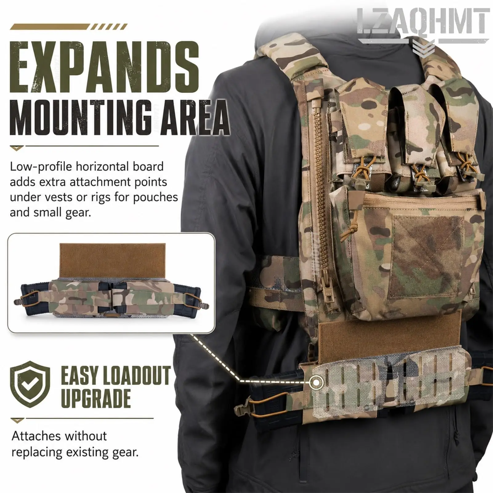 Tactical T-Shape Drop Wing Expansion Board MOLLE Mounting Platform for Plate Carrier Vest Horizontal Dangler Airsoft Gear
