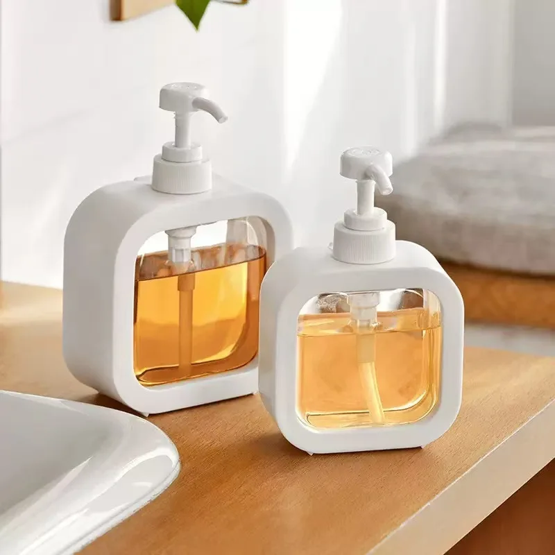 Large-Capacity Soap Dispenser Bottle, Transparent Visible Plastic Press Bottle, Suitable for Travel, Kitchen, Bathroom
