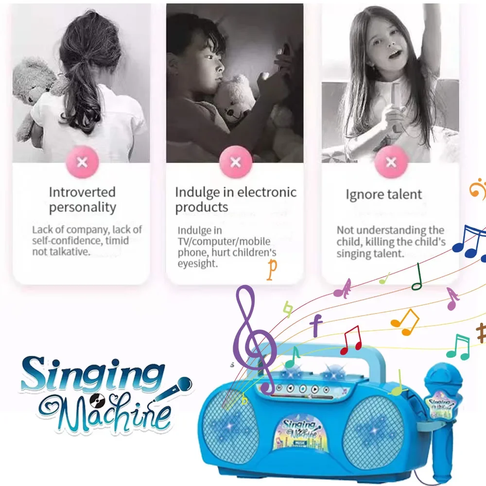 Kids Singing Machine Portable Early Education With Light High Sound Quality Karaoke Microphone Music Instrument Toys For Kid