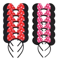 CHuangQi 12pcs Mouse Ears Headband with Bow, Mickey Minnie Ears Headwear for Boy / Girl Birthday Party, Great Party Favors - Image 5