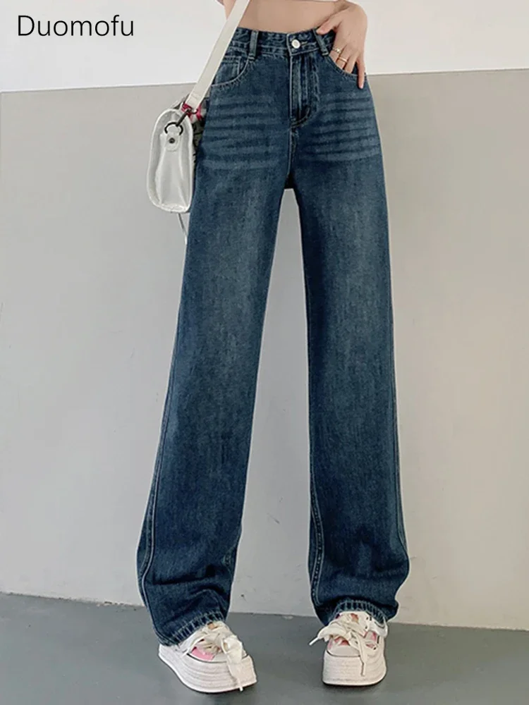 

Duomofu Summer Chic High Waist Slim Full Length Female Jeans Korean New Classic Straight Simple Casual Fashion Loose Women Jeans