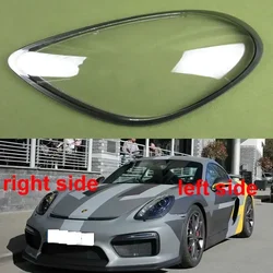 For Porsche Cayman Boxster 981 Headlight Transparent Lampshade Headlamp Cover Shell Headlights Lens Plexiglass Silver Grey Edge