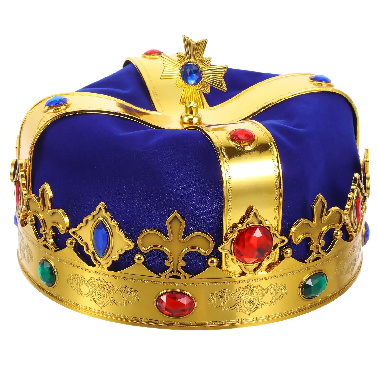 

Queen Crown Hat Childs King Costume Accessories Blue Birthday Caps for Kids Party