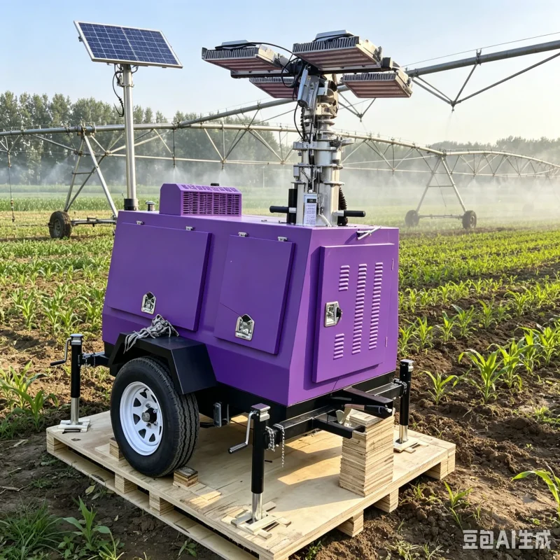 Off Grid Solar Diesel Hybrid Mobile Light Tower With Anti Glare LED Floodlight For Highway Maintenance Road Repair