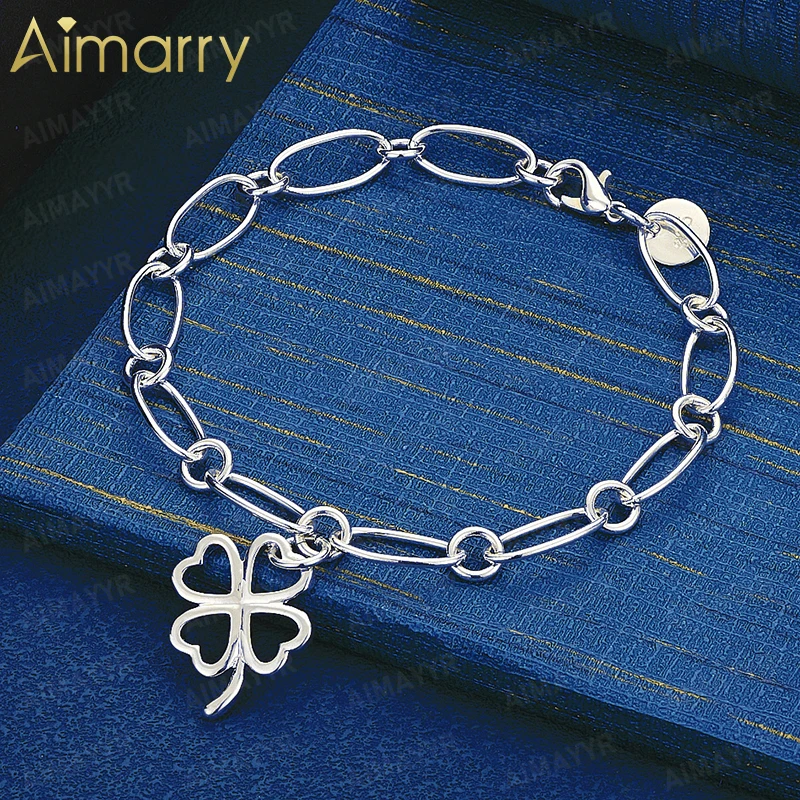 925 Sterling Silver Lucky Clover Oval Splicing Bracelet for Women's Parties Banquets Weddings High-quality Fashion Accessories