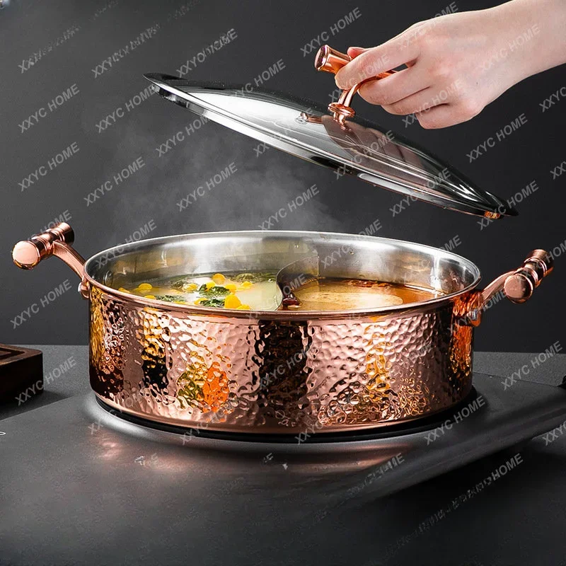 Double Bottom Thickened Stainless Steel Household Pot Induction Cooker Special Use Shabu-Shabu Large Capacity Basin