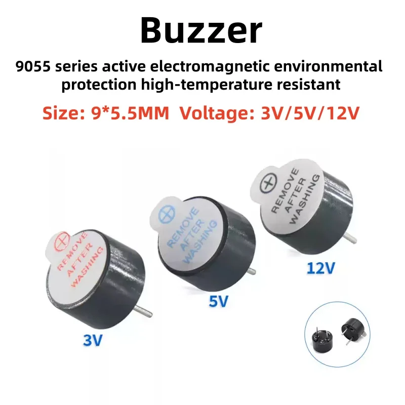 10pcs Mini Active Buzzer 3V 5V 12V 24V 0905 9*5.5mm 4.2mm 12*6.5mm 7.5mm 9.5mm Electromagnetic Plastic Tube Beep Tone Sound